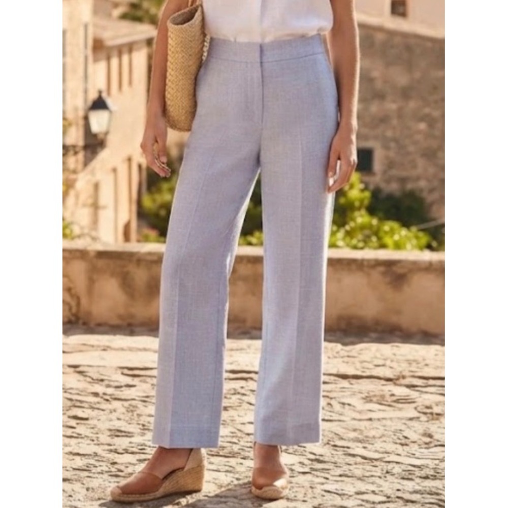 Ann Taylor Curvy Fit Light Blue Textured Straight Leg Dress Pants Trousers 2